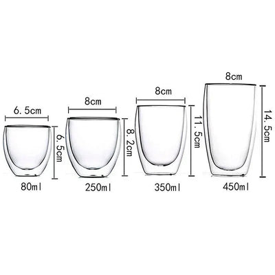 Double Wall Borosilicate Glass Mugs Set Heat Resistant - Smarsty
