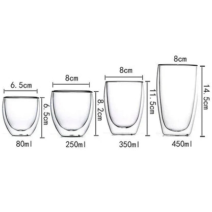 Double Wall Borosilicate Glass Mugs Set Heat Resistant - Smarsty