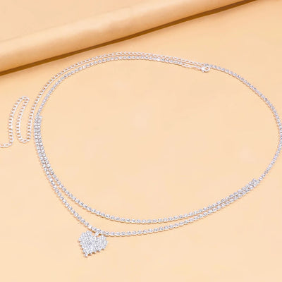 Sexy Rhinestone Heart Waist Chain Belt for Women - Smarsty
