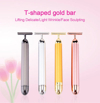 24K Gold Electric Face Roller for Youthful Skin - Smarsty