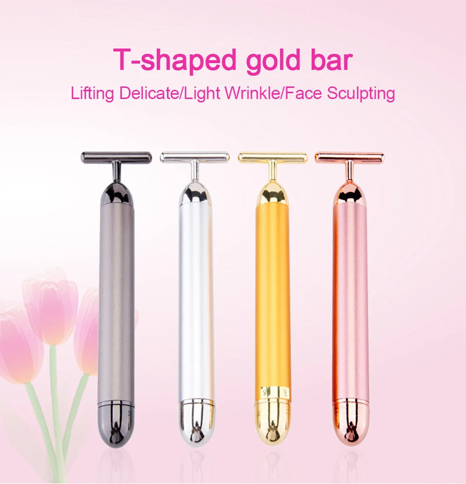 24K Gold Electric Face Roller for Youthful Skin - Smarsty