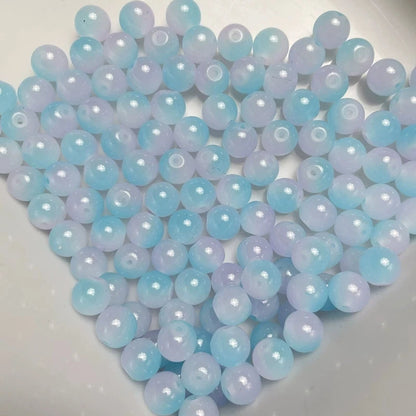 50Pcs 8mm Dual Color Glass Spacer Beads Set For Jewelry - Smarsty