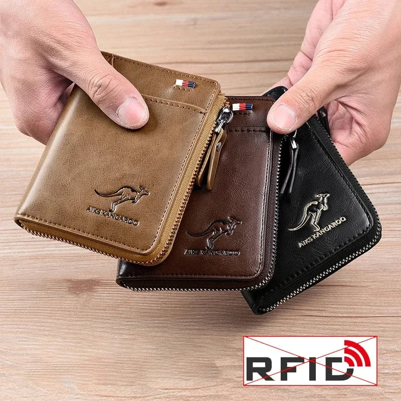 ANTI RFID Blocking Protection for Men High Quality Wallet Zipper Business Card Holder Purse Luxury Wallets Carteira Masculina - Smarsty