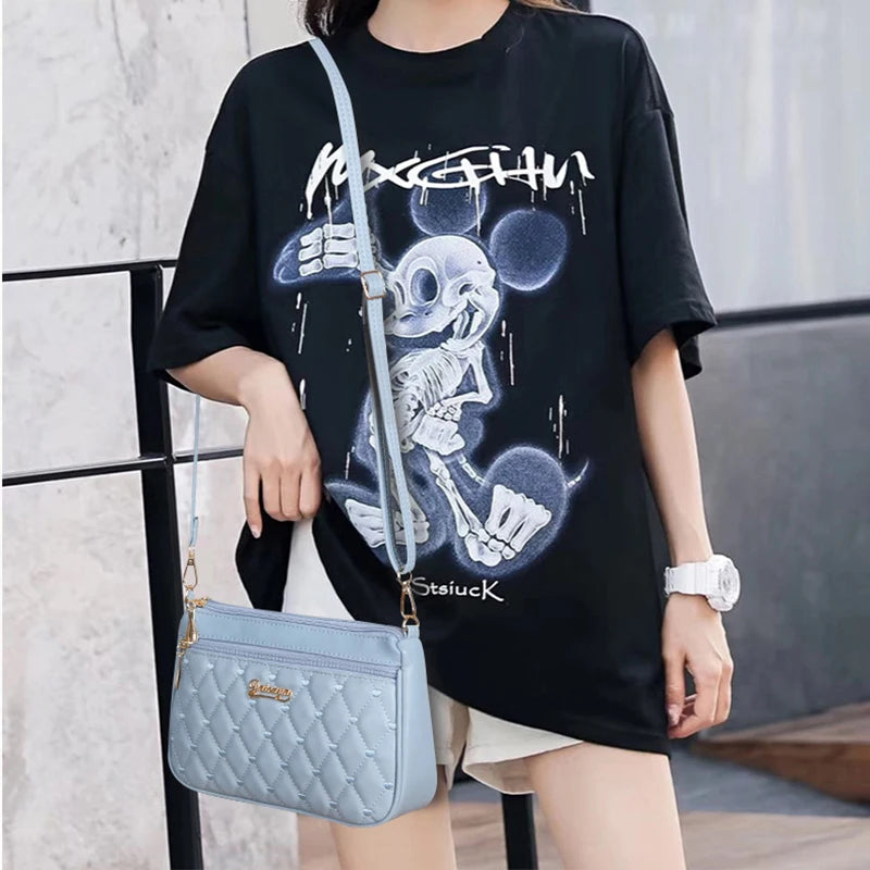 Embroidered Leather Messenger Bag for Women With Fur Accent - Smarsty