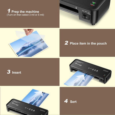 Bonsaii 9-Inch Thermal Laminator with Never Jam Tech for Docs, Posters, Photos - Simple & Convenient for Home, Office, School - Smarsty