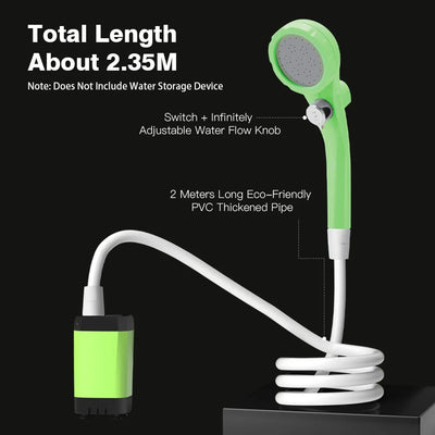 Camping Shower Pump RV Outdoor Shower Kit Camp Shower w/Full Screen Intelligent Digital Display Adjustable 6000mAh Shower Kit by Smarsty