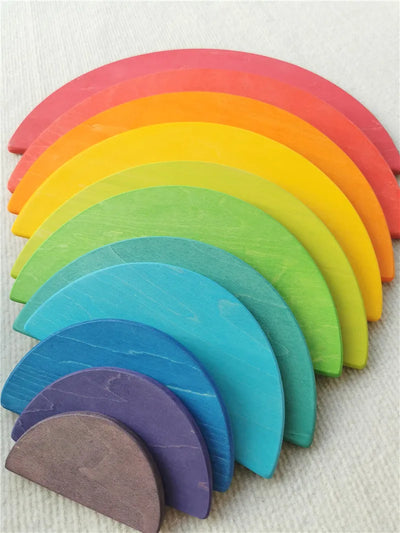 High Quality Wooden Toys Lime Wood Rainbow Arch Stacking Blocks Building Semi Color Sorting Peg Dolls Balls Slat for Kids Play - Smarsty