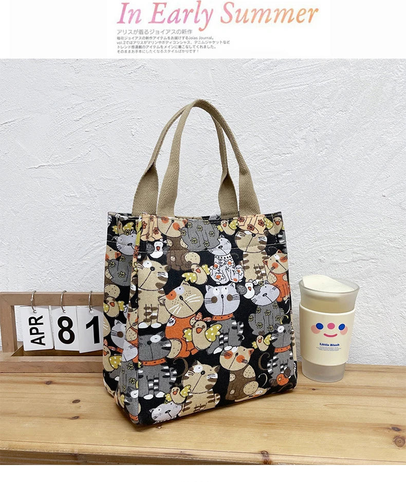Chic Cat Pattern Top Handle Bag For Women Everyday Use - Smarsty