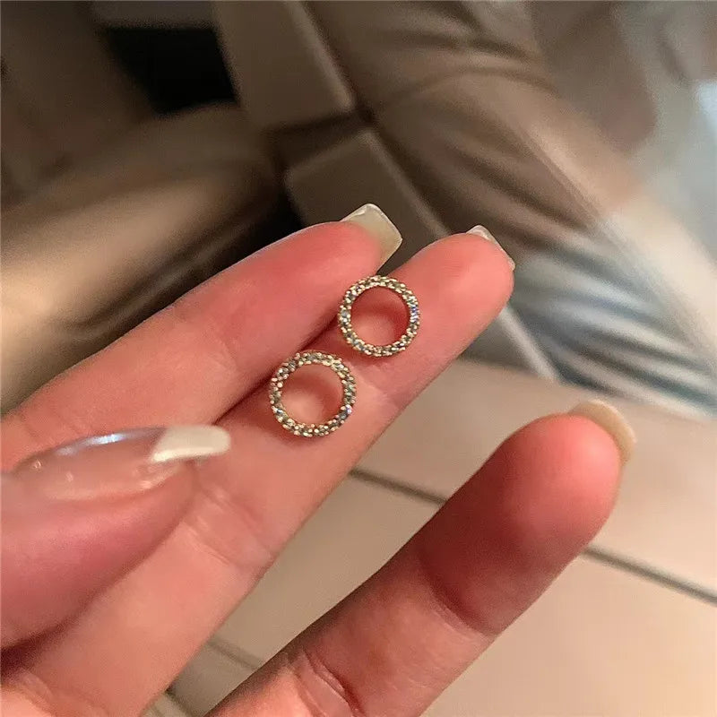 Delicate Gold Crystal Small Stud Earrings Minimalist - Smarsty