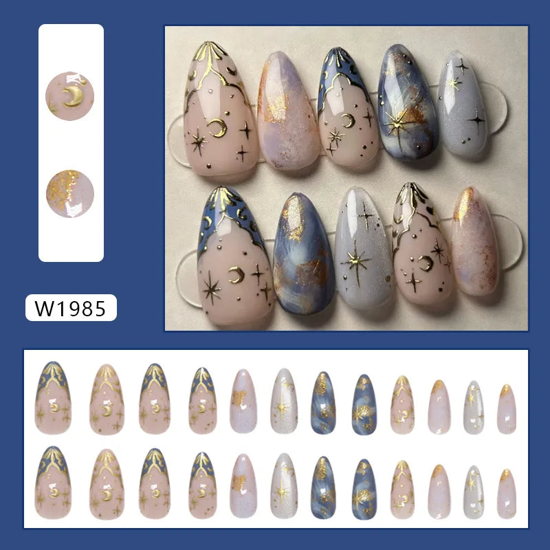 24pcs Flower Design Fake Nail Tips Full Cover - Smarsty