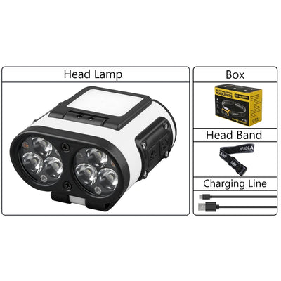 LED Headlamp Smart Sensor Cap Clip Light TPYE-C Rechargeable Flashlight With Power Display Riding Fishing Camping Outdoor Torch by Smarsty