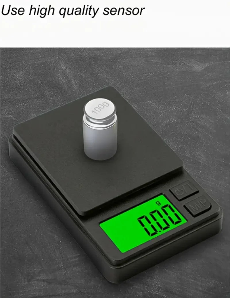 Precision Pocket Scale 1000g X 0.1g - Digital Gram, Food, Jewelry, Ounces/Grains Scale with Backlit LCD - Mini Scale for Travel - Smarsty