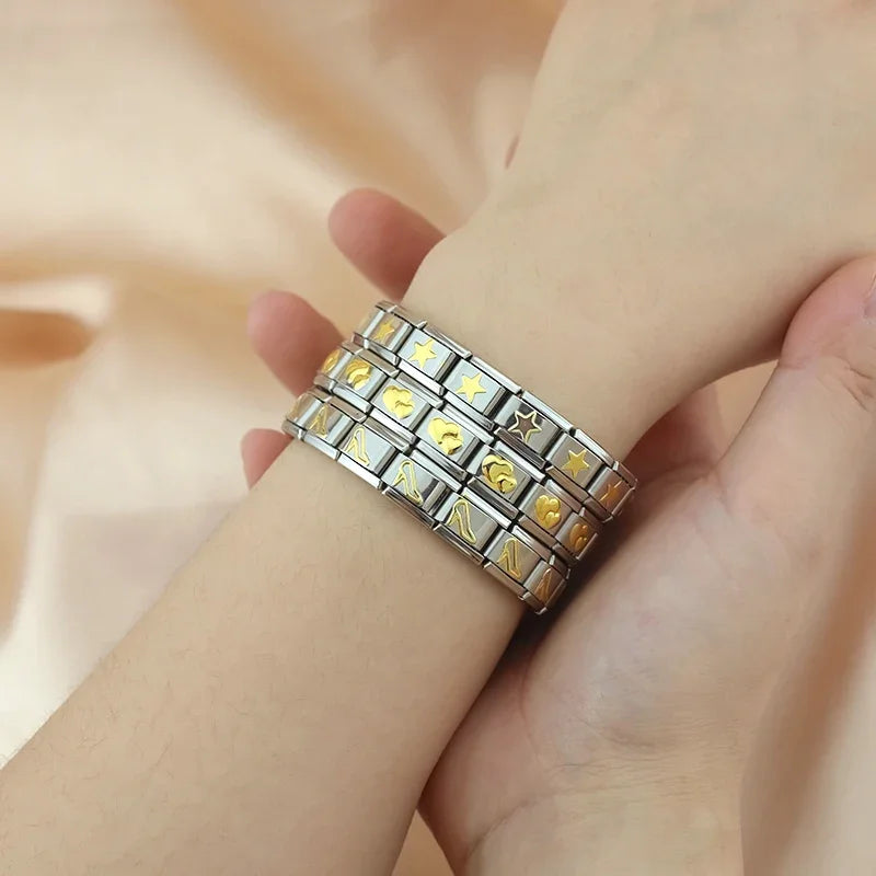 Womens Stainless Steel Charm Bracelet Elastic Fashion Bangle - Smarsty