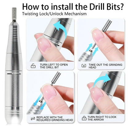 Rechargeable Electric Nail Drill Machine with High Speed - Smarsty