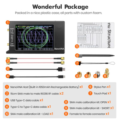NanoVNA-H4 Vector Network Analyzer with SD Card Slot - Smarsty