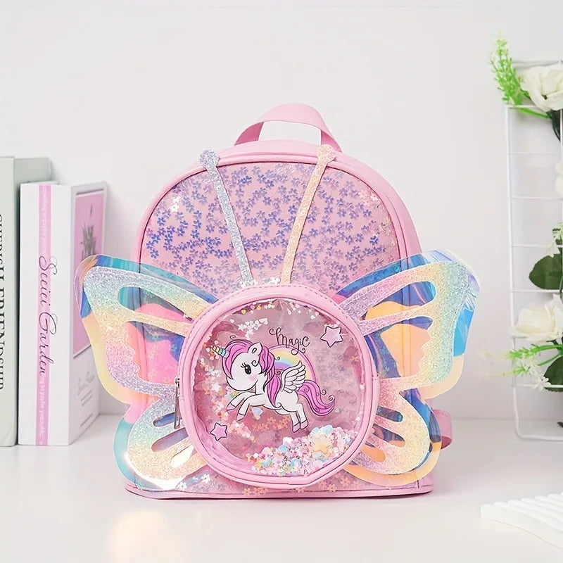 Kids Unicorn Backpack With Sequin Wings Waterproof - Smarsty