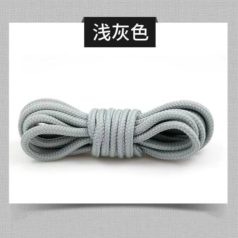 2pcs/ Pair Round Solid Polyester Black Brown Shoelaces For Marten Boot Women Men Outdoor Hiking Boots Sports Shoes Lace Strings - Smarsty