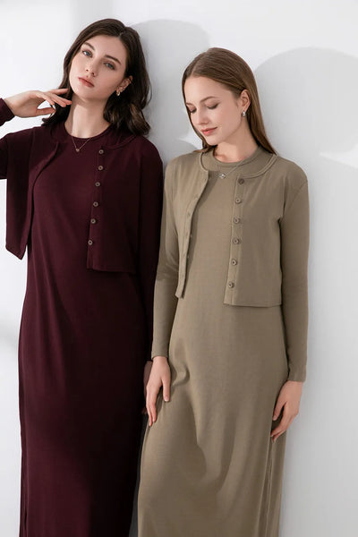 AS 2024 summer woman clothes cardigan Ankle Length maxi dress nature fiber ribbing fabric clothing  ( Ship in 1 day) - Smarsty