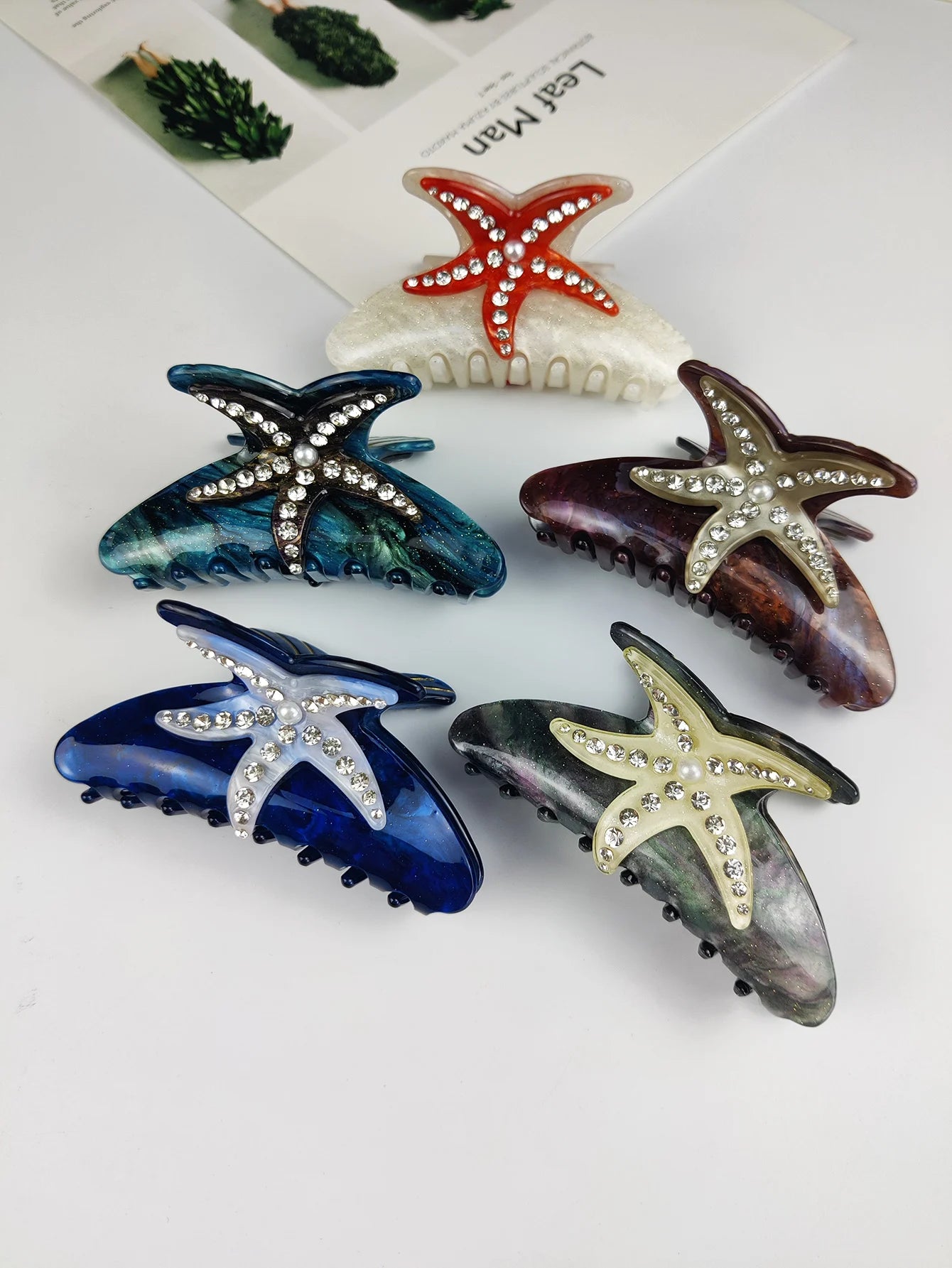 Handmade Large Sea Hair Claw Clips Acetate Beach Starfish - Smarsty