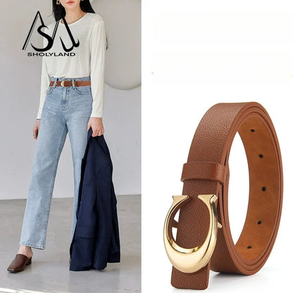 Trendy Women Leather Belt With Alloy Moon Button - Smarsty