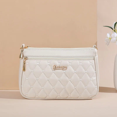 Embroidered Leather Messenger Bag for Women With Fur Accent - Smarsty