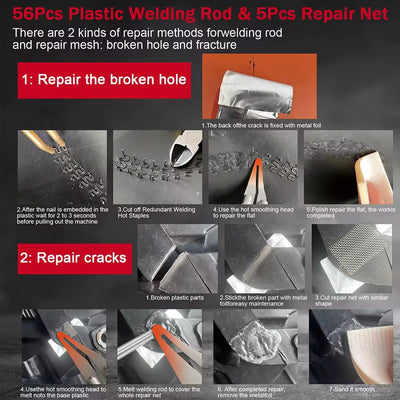 Plastic Welder, 2in-1 Plastic Welding Repair Kit Hot Staples, Hot Staples Weld Gun Repair Kit for Car Bumper And Most Plastics
