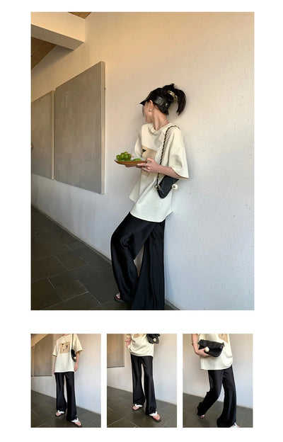 Satin Wide Leg Pants Long Floor Casual Pants Women's Summer - Smarsty