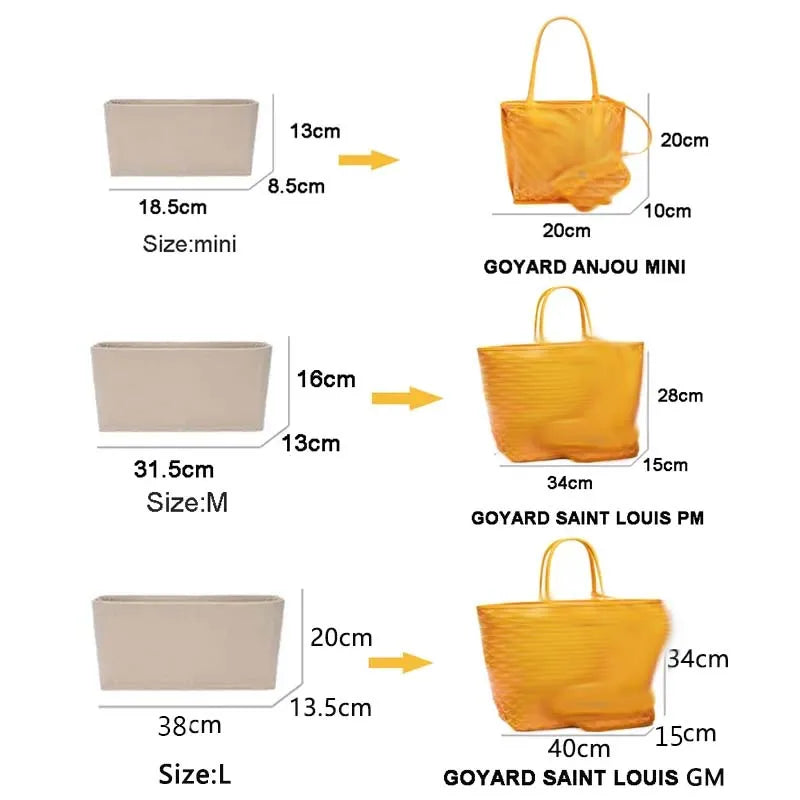 Felt Insert Cosmetic Organizer For Goyard Tote Bags - Smarsty