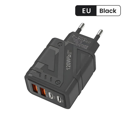 4 Ports USB C PD Charger Quick Charge 3.0 Type C USB Phone Chargers Fast Charging Adapter For iPhone 15 14 Samsung Xiaomi Huawei - Smarsty
