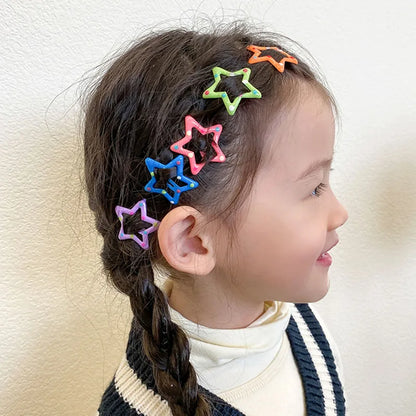 Cute Colorful Star Hair Clips Set for Girls - Smarsty