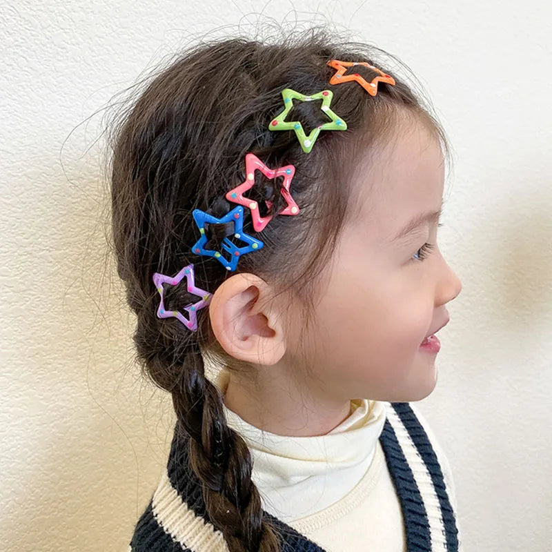 Cute Colorful Star Hair Clips Set for Girls - Smarsty