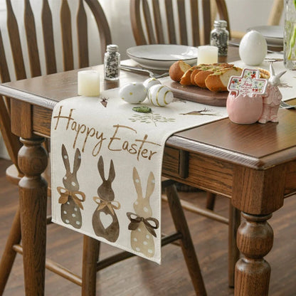 Linen Easter Rabbit Table Runner for Spring Decor - Smarsty
