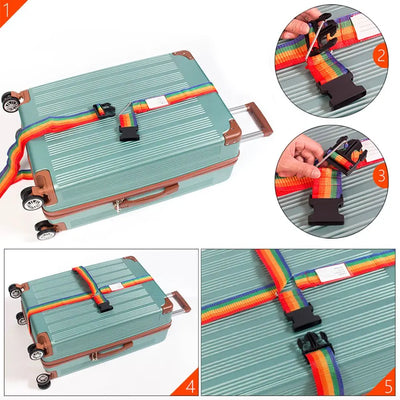 Luggage Buckle Strap Cross Belt Packing Adjustable Travel Accessories Suitcase Buckle Strap Rainbow Baggage Packing Belts - Smarsty