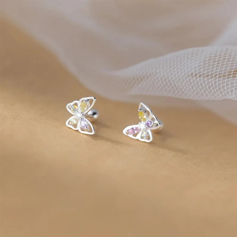 925 Silver Tragus Piercing Helix Studs Butterfly Heart - Smarsty