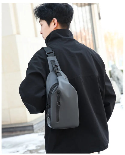 Mens Nylon Chest Bag With USB Charging Compact Crossbody - Smarsty