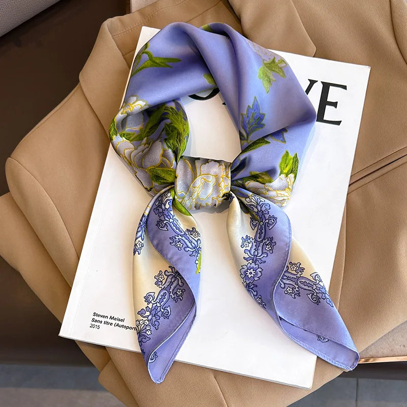 Silk Square Scarf for Women Sun Protection Luxury Shawl - Smarsty