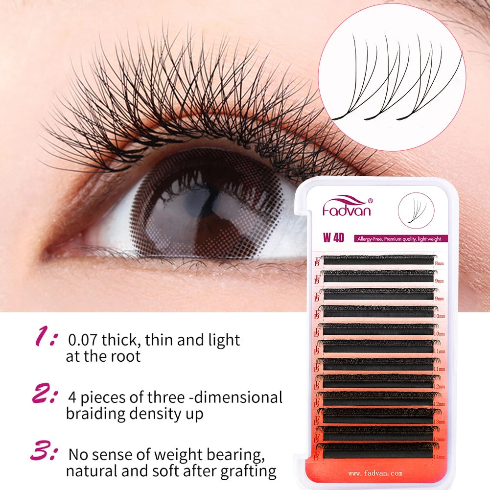 FADVAN 4D W Shape Eyelash Extensions Natural Volume Fans - Smarsty