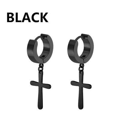Stainless Steel Cross Dangle Earrings for Men and Women - Smarsty
