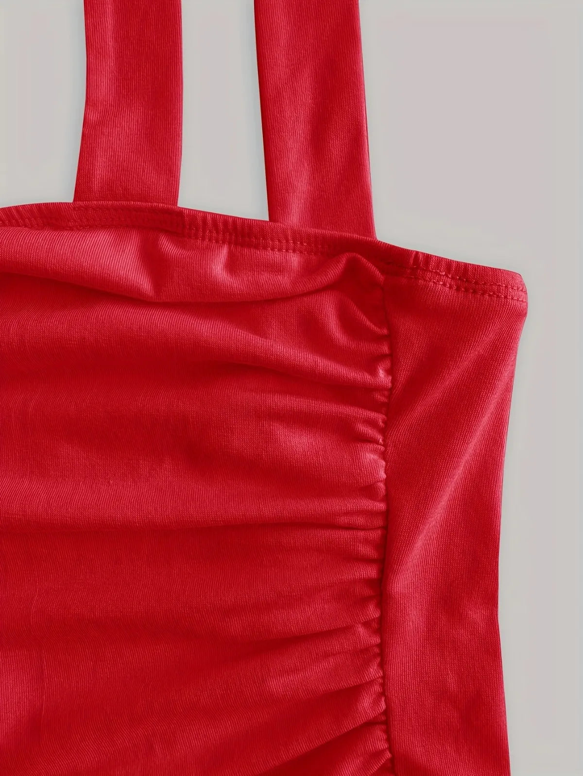 Solid Tie Shoulder Ruched Wide Strap Slim Fit Crop Top Women Clothing Summer 2025 Y2K Clothes Pink Backless Camis Top Streetwear