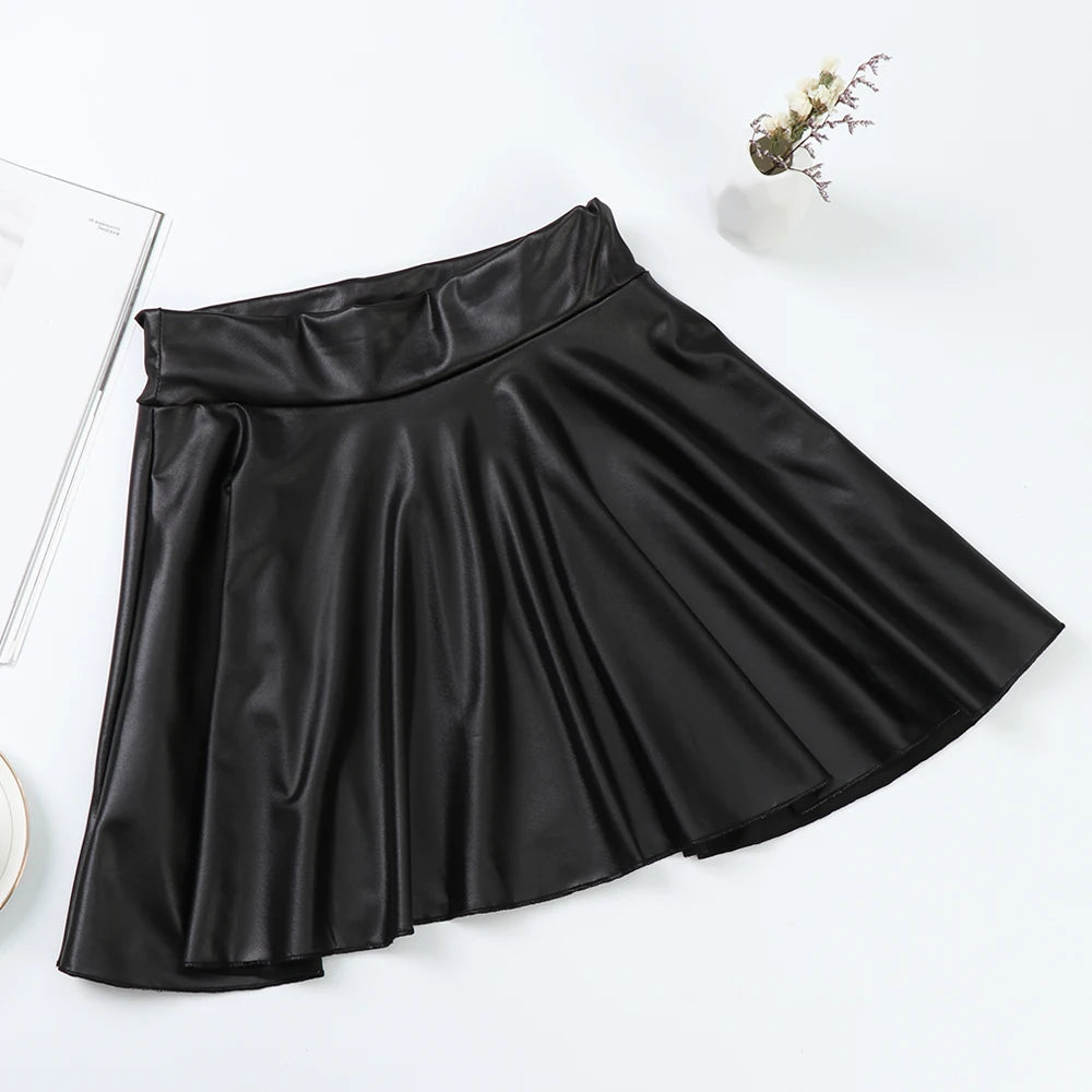 High Waist Elastic Mini Short Skirt Women Faux Leather Skirts - Smarsty
