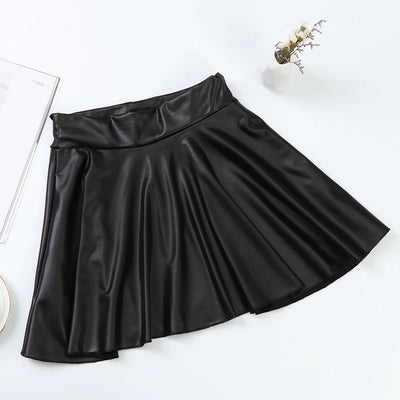 High Waist Elastic Mini Short Skirt Women Faux Leather Skirts - Smarsty