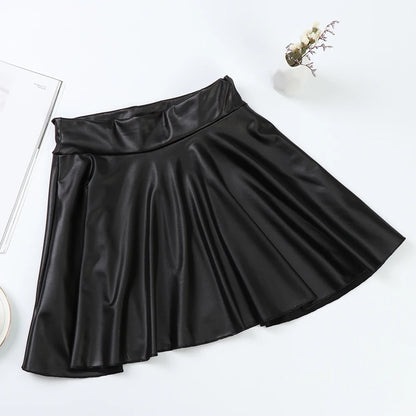 High Waist Elastic Mini Short Skirt Women Faux Leather Skirts - Smarsty