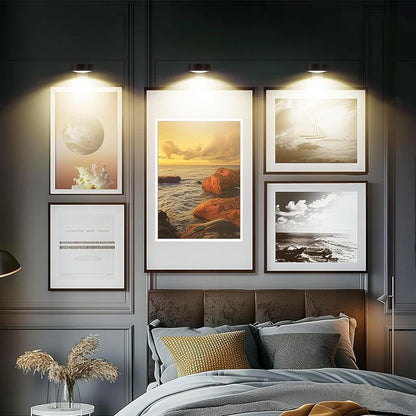 2/3pc Rechargeable Picture Light Magnetic LED Painting Light with Remote and Timer Art Display Light Dimmable 3 Lighting Modes