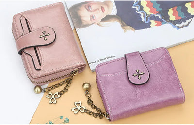 Women Wallets and Purses PU Leather Money Bag Female Short Hasp Purse Small Coin Card Holders Blue Red Clutch New Women Wallet - Smarsty
