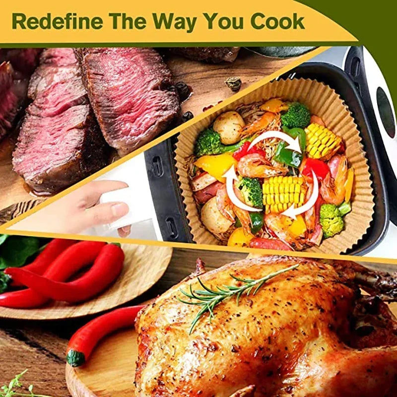Air Fryer Disposable Baking Paper Mats 50/100PCS Nonstick Absorbent Design - Smarsty