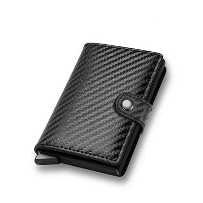 Carbon Fiber Credit Card Holder Wallet Men Rfid Smart Metal Thin Slim Pop Up Minimalist Wallet Small Black Purse Metal Vallet - Smarsty
