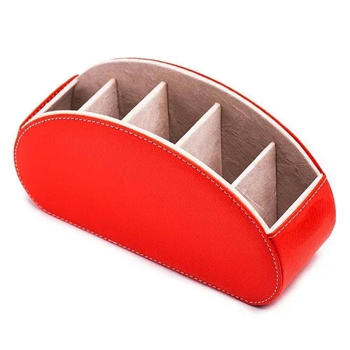 5 Grid Pu Leather Organizer Remote Control Phone And Tv Holder Desk Storage Box Cosmetics Brush by Smarsty