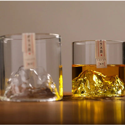 Japanese Glass Glacier Mountain Teacup Mt. Fuji Heat-resistant Glass Teacup Office Handy Retro Wine Glass Whisky Cup Home