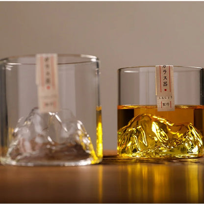 Japanese Glass Glacier Mountain Teacup Mt. Fuji Heat-resistant Glass Teacup Office Handy Retro Wine Glass Whisky Cup Home