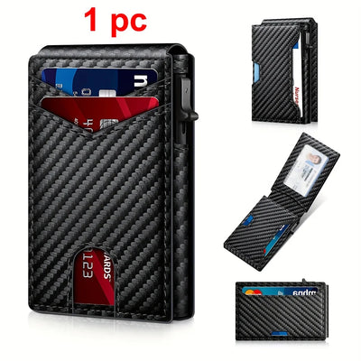 Carbon Fiber Rfid Credit Card Holder Men Wallets Anti Theft Slim Thin Wallet Luxury Cardholder Minimalist Wallet Purse Walet Bag - Smarsty